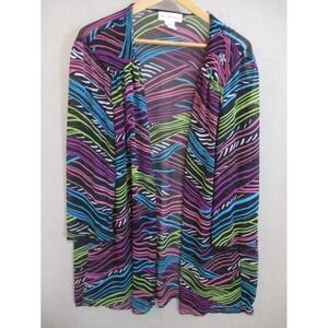 Anna Maxwell Open Front Sheer Colorful Topper Size 22W